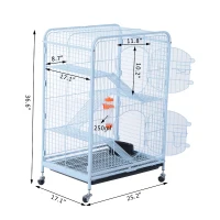 PawHut 37" Mesh 4 Level Portable Indoor Small Animal Pet Habitat Cage Kit - White(m-3)