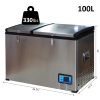 HomCom 12V/24V Portable Car Freezer Refrigerator Mini Fridge Cooler - 100 Liter(m-7)