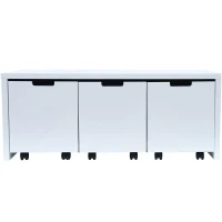 HomCom Modern Home Office 3-Drawer Wheeled File Cabinet Organizer - White(m-4)
