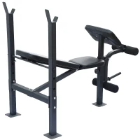 Soozier Adjustable Versatily Exercise Free Weight Bench with Weight Bar and Leg Extension Station(m-3)