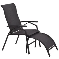 Outsunny 5 Piece Outdoor Garden Recliner Patio Sun Lounger Chair and Table Set(m-8)
