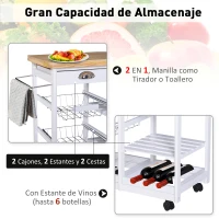 HOMCOM 30” Rolling Wood Top Kitchen Island Trolley Cart - White(m-6)