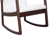 HomCom Modern Wood Rocking Chair Indoor Porch Furniture for Living Room - Coffee Brown / White with Cushion(m-9)