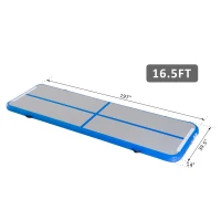 Soozier Inflatable Air Mat 16.5’ Air Track with Pump Light Grey/Blue(m-3)