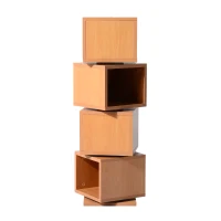 HomCom 4-Tier Rotating Cube Media Tower - Beech Wood(m-1)