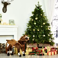 Open Box Qaba Children's Plush Interactive Standing Ride-On Horse Toy with Sound - Dark Brown / White(m-2)