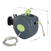 Outsunny 65’ Plastic Portable Outdoor Wall Mount Retractable Water Hose Reel(m-3)