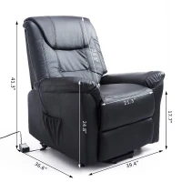 HOMCOM Faux Leather Three Position Power Lift Recliner Chair With Remote - Black(m-2)