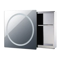 Open Box HomCom Vertical 28" LED Illuminated Bathroom Sliding Wall Mirror Medicine Cabinet - Ring LEDs(m-2)