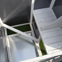 PawHut 32" Luxury Large Wooden Outdoor Open Covered Chicken Coop House with Run and Nesting Box - Gray and White(m-11)