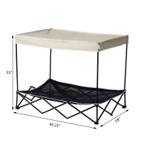 PawHut 40" Cooling Pet Mesh Elevated Dog Cot Bed With Shade Canopy(m-3)