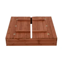Qaba Wooden Covered Convertible Sandbox with Bench(m-2)