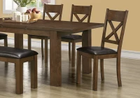 Monarch 2 Piece 40" PU Leather Padded Wooden X Back Armless Side Dining Chair Set - Walnut / Dark Brown Finish(m-2)