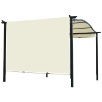 Outsunny 10’ x 12’ Steel Fabric Retractable Pergola Canopy Shade Kit - Cream White(m-5)