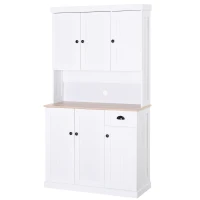 HOMCOM 71" Buffet with Hutch, Modern Kitchen Pantry Storage Cabinet with Microwave Oven Countertop, Drawer, White(m-1)