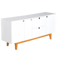HomCom 57" Wood Storage Cabinet with Doors Two Tone Contemporary Sideboard Buffet Table - White(m-5)