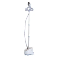 HomCom 1.8 Liter 1200W Upright Full Size Clothing Steamer With Fabric Brush And Garment Hanger - White / Grey(m-1)