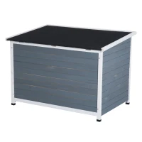 PawHut 46” x 31” Wooden Rustic Outdoor Elevated Dog House With Hinged Roof(m-6)