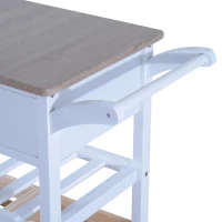 HomCom 34" Rolling Drop-Leaf Kitchen Trolley Serving Cart with Wine Rack(m-9)