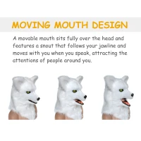 HomCom White Fox Costume Mouth Mover Hood(m-3)