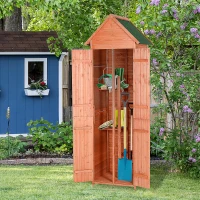 Outsunny Solid Pine Wood Lockable 4-Door Storage Shed with Shelving for Your Backyard Garden Organization Needs(m-2)