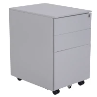 Vinsetto 24" Metal 3 Drawer Locking Under Desk Filing Cabinet On Wheels - Grey(m-1)