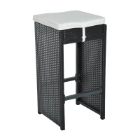 Outsunny 7 Piece Outdoor Patio Rattan Wicker Bar Stool Dining Table Set(m-9)