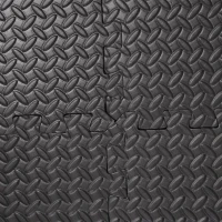 Soozier 24 sq ft Exercise Interlocking Protective Flooring - Six 24" x 24" x 3/8" Tiles - Black Diam(m-4)