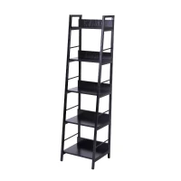 HomCom 2 Pack 5-Shelf Modern Ladder Bookcase (Black)(m-3)