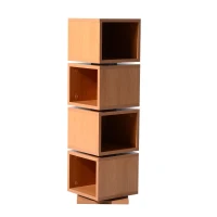 HomCom 4-Tier Rotating Cube Media Tower - Beech Wood(m-2)