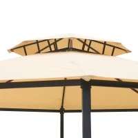 Outsunny 12.5' Outdoor Octagon Patio Gazebo Pavilion Canopy Tent with Benches - Light Brown(m-5)