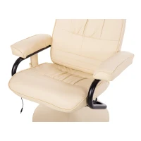 HOMCOM Massaging PU Leather Recliner and Ottoman with Leather Wrapped Base - Cream White(m-7)