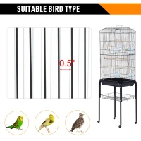 PawHut 63" Large Metal Wire Indoor Bird Cage Playhouse Kit with Detachable Rolling Stand, Storage Basket, and Accessories - Black(m-4)