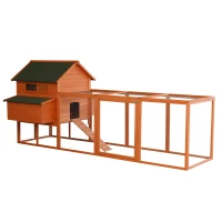 PawHut Large Outdoor Lockable Chicken Coop Solid Wood Deluxe Bunny Hen Hutch Kit with Nesting Box and Run(m-2)