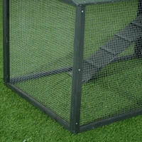 PawHut 83" Wooden Outdoor Backyard Chicken Coop Fence Rabbit Bunny Hutch House with Covered Run and Nesting Box(m-14)