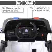 Aosom 6V Electric Ride-On Police Car Vehicle for Kids with Remote Control - Music, Lights and Siren(m-7)