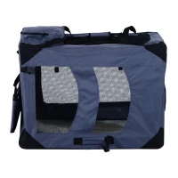 Pawhut 32" Soft Sided Folding Crate Pet Carrier - Gray(m-4)