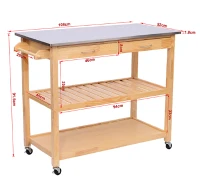 HomCom 44" Stainless Steel Top Rolling Kitchen Trolley Cart(m-3)