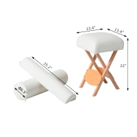 HomCom 22" Portable Massage Stool and Pillow Set - Cream(m-3)