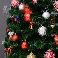 HomCom 6' Artificial Pre-Lit Fiber Optic Holiday Christmas Tree Xmas Decorative Shining Tree with 28 LED Lights(m-18)