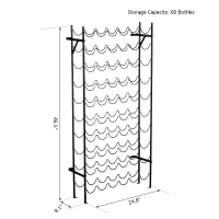 HomCom 60-Bottle Low Profile Wall Mounted Wine Bottle Storage Display Rack(m-3)
