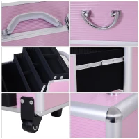 Soozier Large Makeup Train Case Professional MUA Vertical Rolling Full Travel Vanity Case - Pink(m-8)