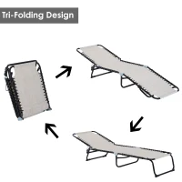 Outsunny Folding Beach Chaise Lounge, 4 Adjustable Positions, Cream White, Portable(m-7)