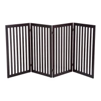 PawHut 36" x 80" Wooden Freestanding 4 Panel Expandable Pet Gate - Rich Espresso(m-5)
