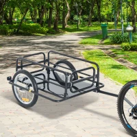 Aosom Cycle Utility Trailer All-terrain Folding Bicycle Storage Cart with Hitch for Pavement, Gravel, Grass, Sand, Mud, Hills(m-9)