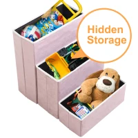 PawHut 3 Step Foldable Pet Stairs for Small Dogs  Suede Fleece  16” L x 20” H - Grey(m-5)