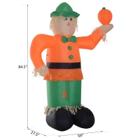 HOMCOM 7’ LED Outdoor Halloween Thanksgiving Inflatable Decoration - Smiling Scarecrow Holding Pumpkin(m-3)