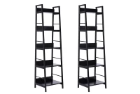 HomCom 2 Pack 5-Shelf Modern Ladder Bookcase (Black)(m-1)