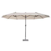Open Box Outsunny 15' Steel Rectangular Outdoor Double Sided Market Umbrella - Cream White(m-5)