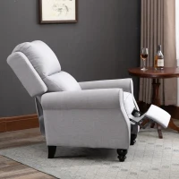 HOMCOM Modern Manual Recliner Armchair with Retractable Footrest  Grey(m-9)